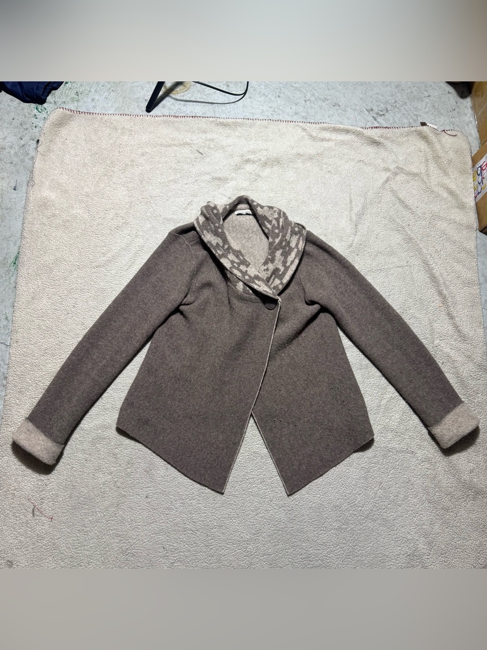 Chiaramente Sweater Womens Small Asymmetric Wool Blend Wrap Cardigan One Button